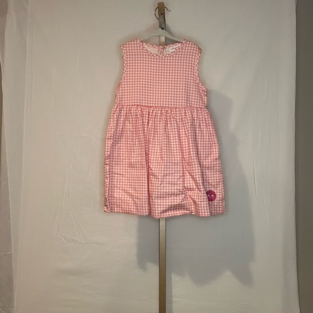 Pink Smiling Button Gingham Sleeveless Dress